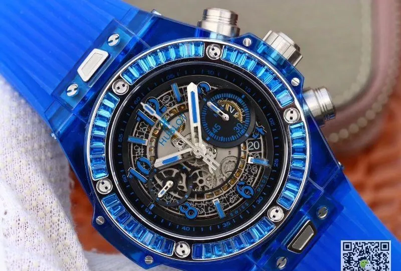 Hublot Big Bang Unico 411.JX.4802.RT Men Watches 1:1 Best Edition Replica Watch Swiss ETA1242 Blue Rubber Strap